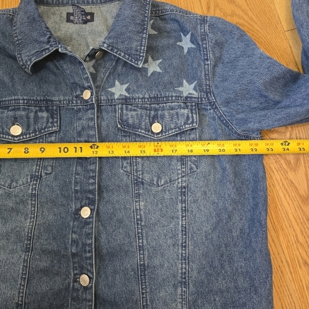 Baccini Star Patterned Denim Button Up Jacket Siz… - image 4